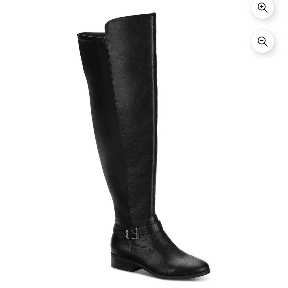 Kimball Black Faux Leather Elastic Back Knee High Riding Boots Womens‎ Size 7.5